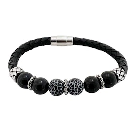 Läderarmband Bead Agate / Onyx