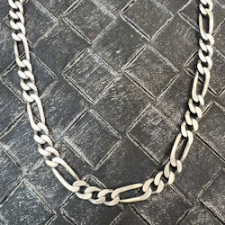 Figarolänk Halsband Oxiderat Silver - 7,5 mm
