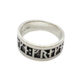 Ring Viking Runes Oxiderat Silver