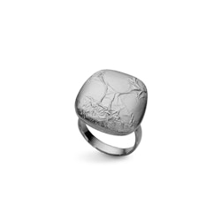 Ring Matte Pebble Svart Rhodinerat Silver