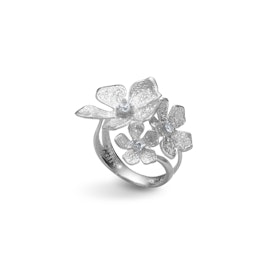 Ring Stardust Flower Rhodinerat Silver