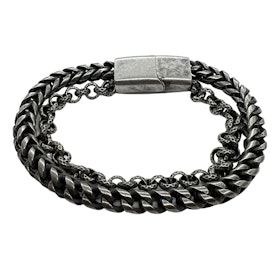 Armband Round Two-Line Oxiderat Stål