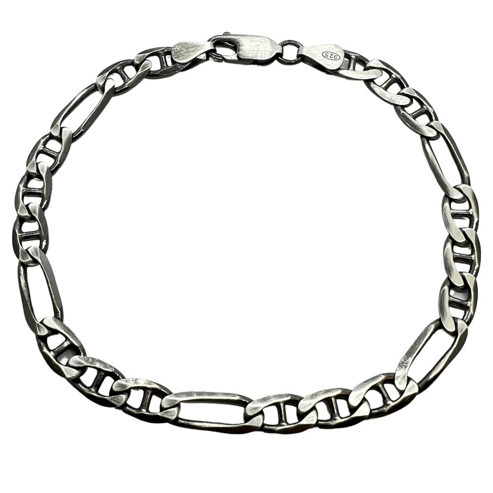 Stilrent Figaro/marina-armband i oxiderat 925 silver från catwalksmycken