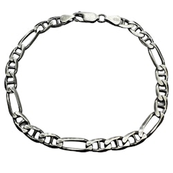 Figarolänk / Marinalänk Armband Oxiderat Silver - 5,6 mm