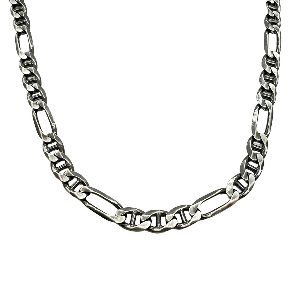 Figarolänk / Marinalänk Halsband Oxiderat Silver - 7,5 mm - Catwalk  Jewellery