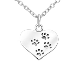 Halsband Heart With Paws Silver