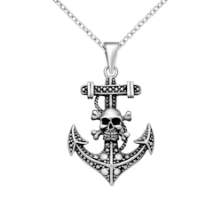 Hänge Anchor & Skull Oxiderat Silver