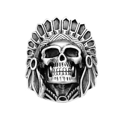 Ring Indian Skull Oxiderat Silver