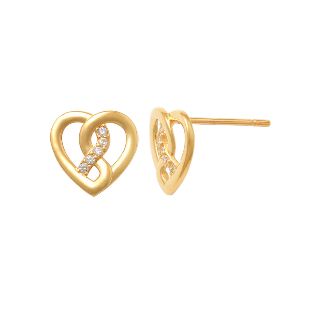 Vackra örhängen i form av ett hjärta med gnistrande cz-stenar i 18K guld från Catwalk Jewellery