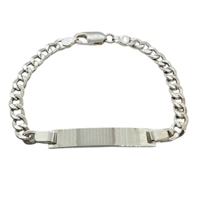 Pansarlänk med Gravyrplatta Armband Silver - 5 mm