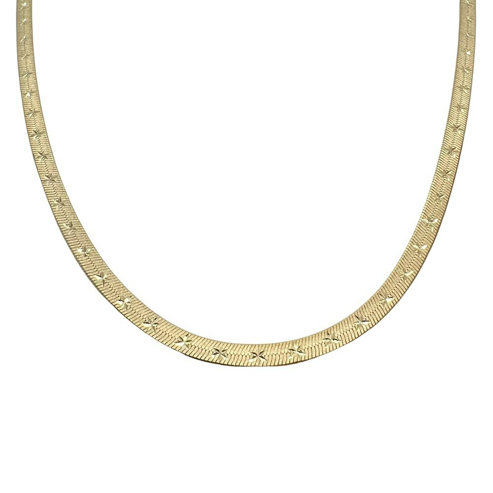 Halsband Herringbone Star Förgyllt Silver - 3,5 mm