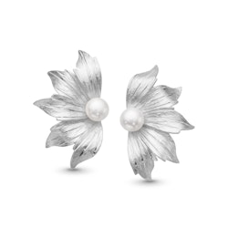 Örhängen Pearl Flower Rhodinerat Silver