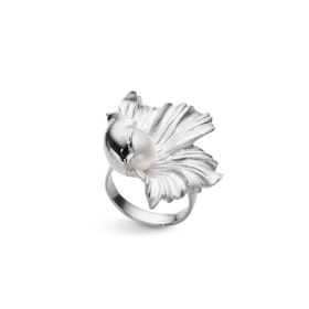 Ring Pearl Flower Rhodinerat Silver