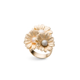 Ring Coloured Pearl Flower Förgyllt Silver