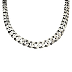 Pansarlänk Halsband Oxiderat Silver - 8 mm