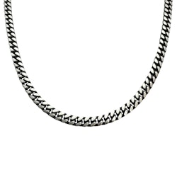 Pansarlänk Halsband Ovalslipad - Oxiderat Silver - 5 mm