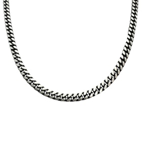 Pansarlänk Halsband Ovalslipad - Oxiderat Silver - 5 mm