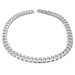 Pansarlänk Armband Ovalslipad Silver - 5 mm