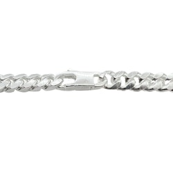 Pansarlänk Armband Ovalslipad Silver - 6,4 mm