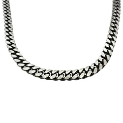 Pansarlänk Halsband Ovalslipad - Oxiderat Silver - 6,4 mm