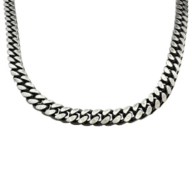 Pansarlänk Halsband Ovalslipad - Oxiderat Silver - 6,4 mm