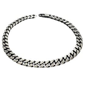 Pansarlänk Armband Ovalslipad - Oxiderat Silver - 5,8 mm
