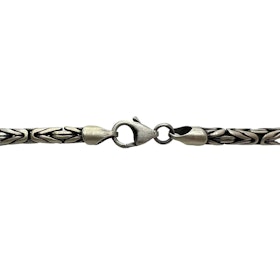 Massiv Rund Kejsarlänk Oxiderat Silver  - Halsband 4 mm