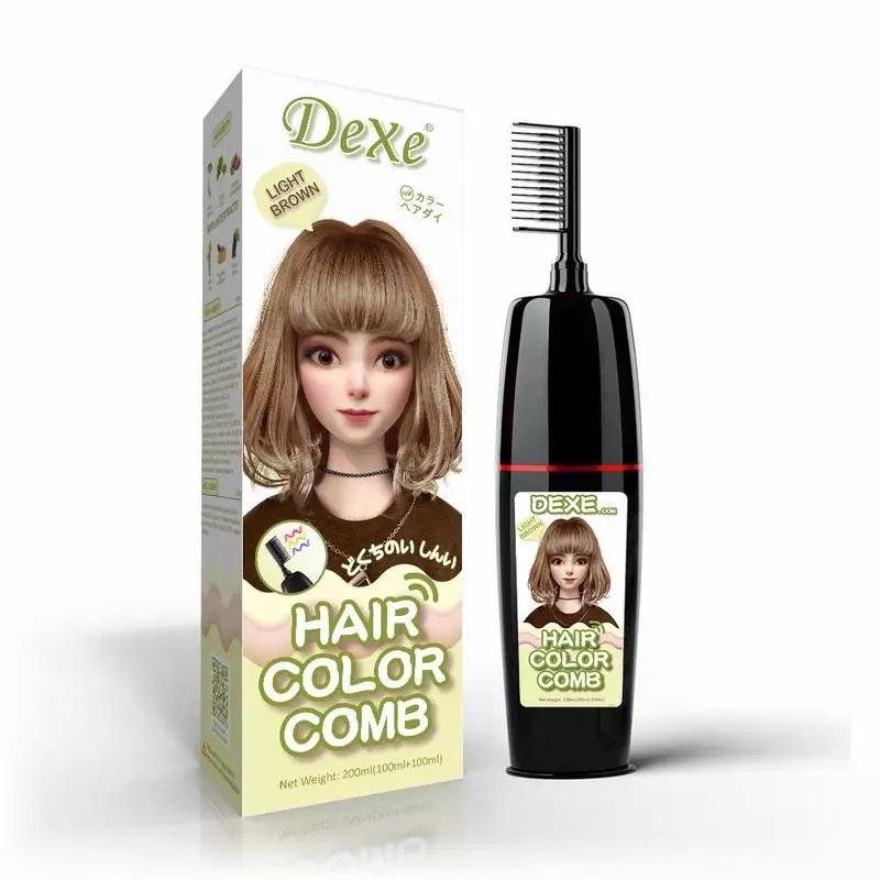 Hair color shampoo comb 200ml - Light Brown