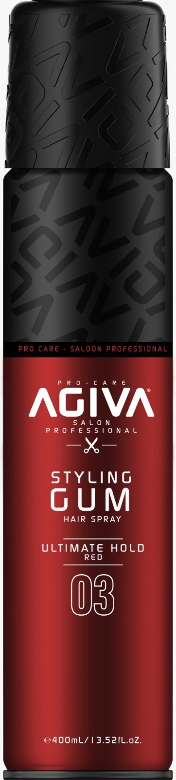 AGIVA -Styling Hair Spray Gum Ultimate Hold Red 03 -  BARBERCITY-Kampaamotukkuliike, jolla on kaikki