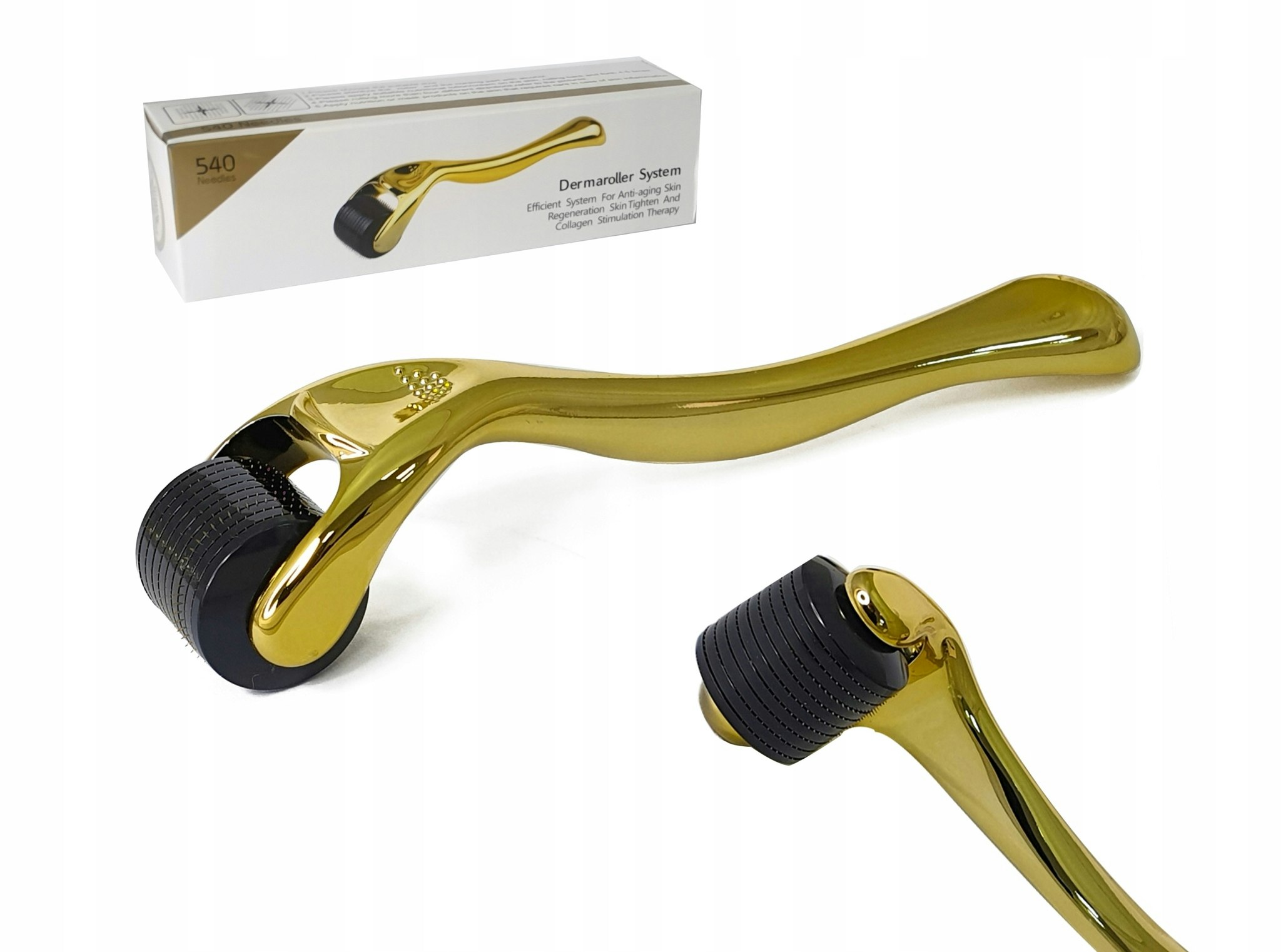 Derma roller 540 nålar 0,2 mm dermaroller titan guld