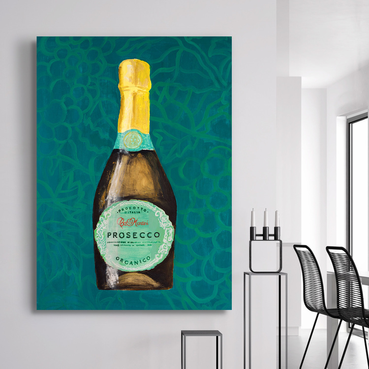 Canvastavla Prisecco vinkonst, Sparkling Wine Art, Insplendor art studio i Sverige.