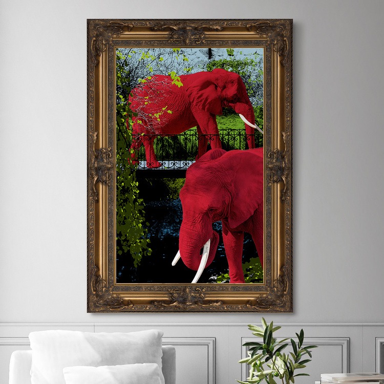 Elephant Park & Painted Frame Canvas