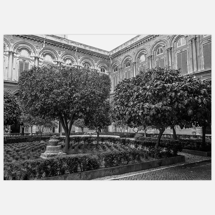 Tavla Rome Garden B&W Art Print, foto Insplendor art studio