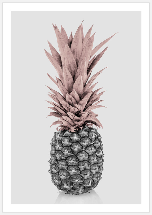 Tavla med ljusrosa ananas, Art Print Light Pink Pineapple, foto Insplendor Art Studio.