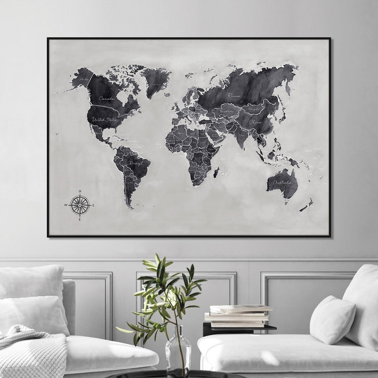 Tavla med Världskarta | Målad Världskarta | Insplendor - Tavlor online |  Fine Art Prints och Canvastavlor | Insplendor