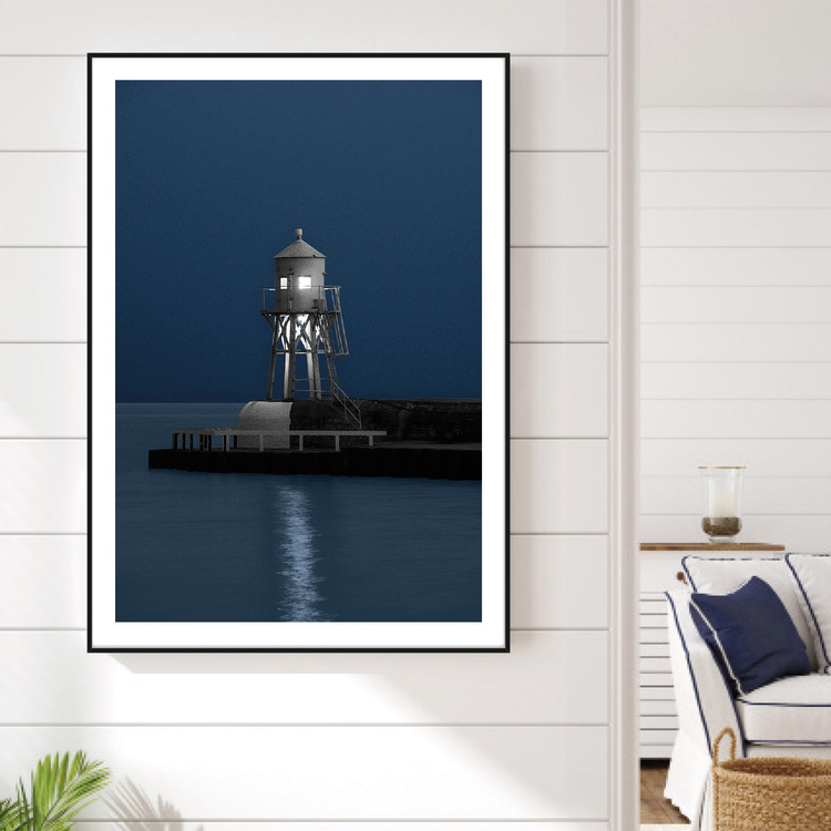 Lighthouse by night Art Print
