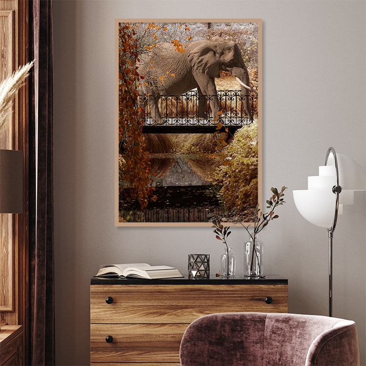 Elephant Park Yellow Art Print