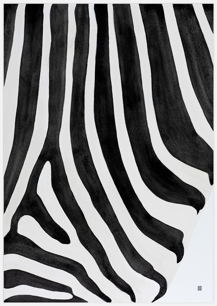Produktbild på tavla med målat zebramönster, målad av Insplendor Art Studio i Sverige.