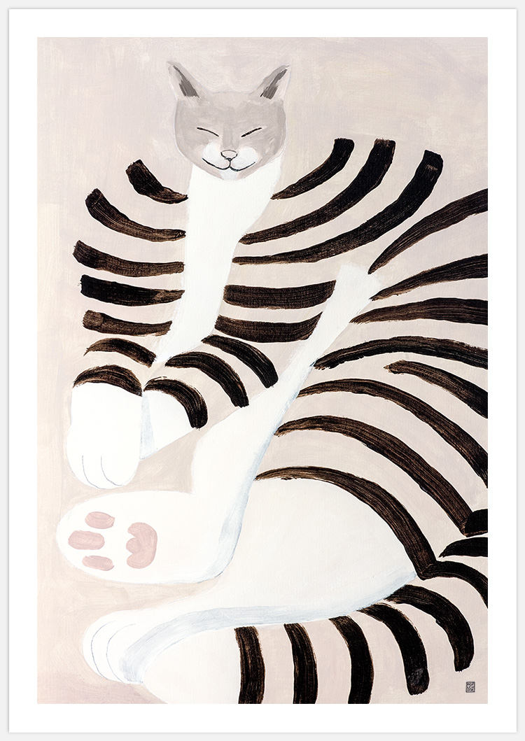 Art Print Catnap med målad katt av Insplendor Art Studio i Sverige.