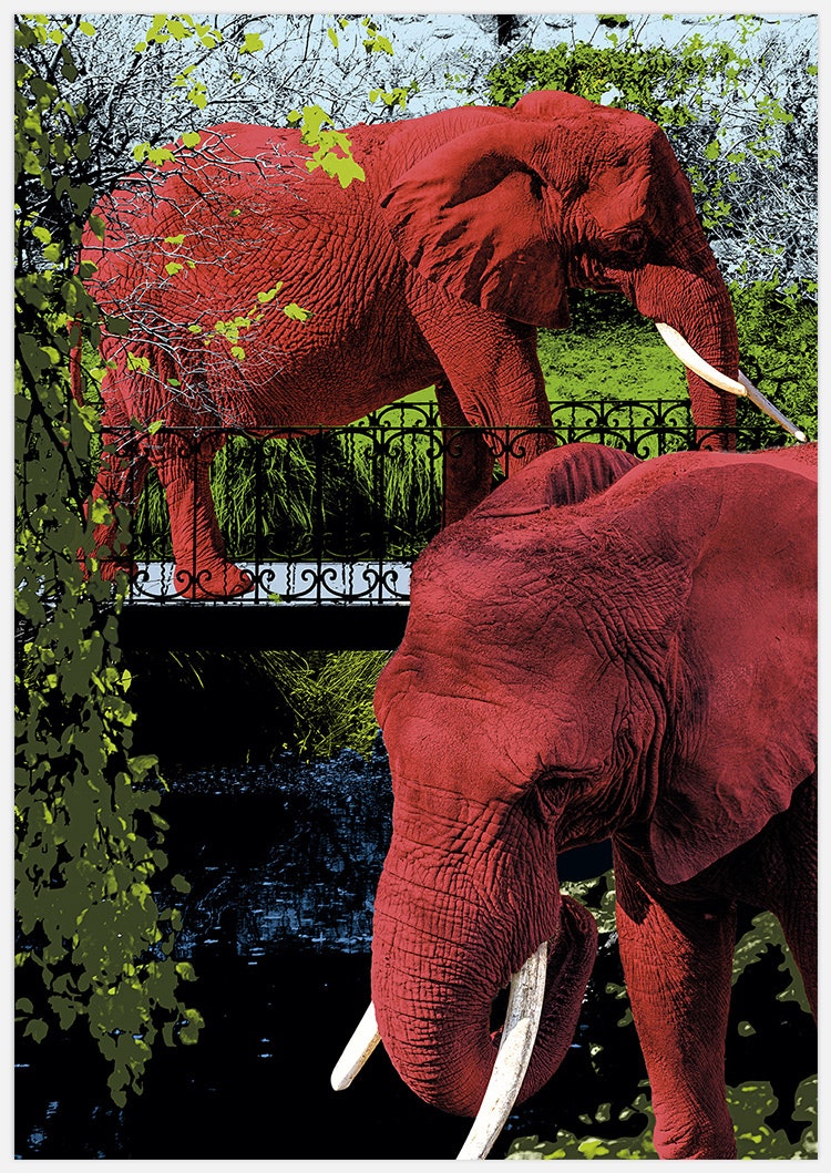Tavla med Elefanter i Parken av Insplendor Art Studio i Sverige.
