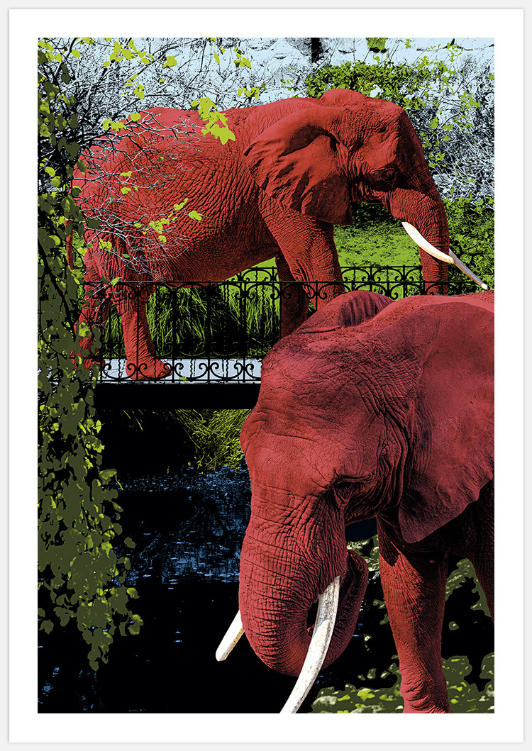 Tavla med Elefanter i Parken av Insplendor Art Studio i Sverige.