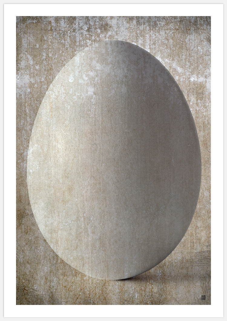 Produktbild på tavla med motivet av ett ägg och vit marginal skapad med blandteknik av Insplendor Art Studio i Sverige.
