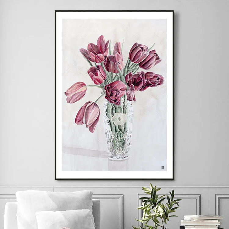Tulips in vase Art Print