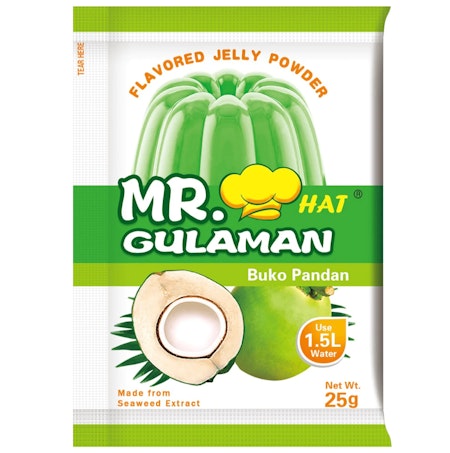 Mr. Hat Gulaman, Flavored Jelly Powder - Buko Pandan (10x25g Packs) 250g