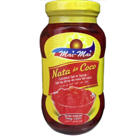 Mai-Mai Nata de Coco, Coconut Gel in Syrup (Red) 340g