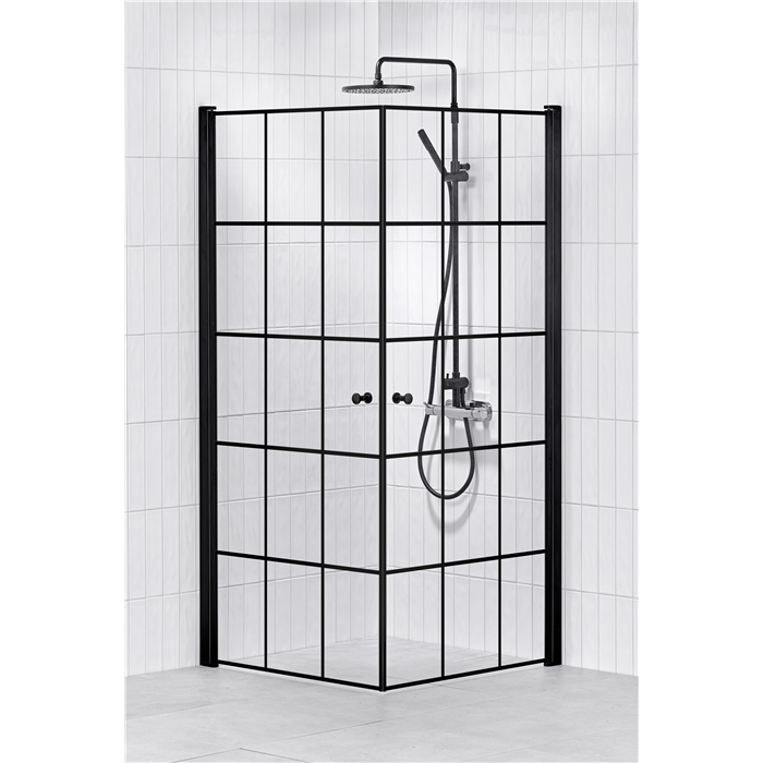 Alterna Lusso duschhörna 80x80 cm Svart inklusive Monterat & Klart