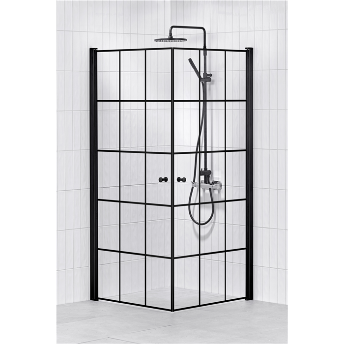 Alterna Lusso duschhörna 90x90 cm svart inklusive Monterat & Klart