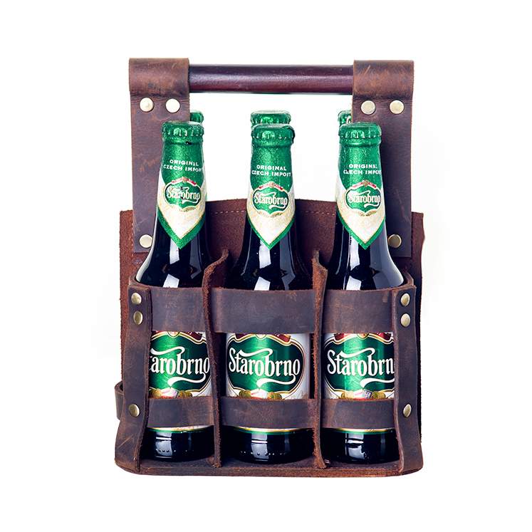 Brun bryggeriväska att förvara ölflaskor i från Carlobolaget.