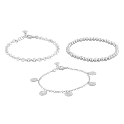 SNÖ OF SWEDEN - Day armband 3pack, silver