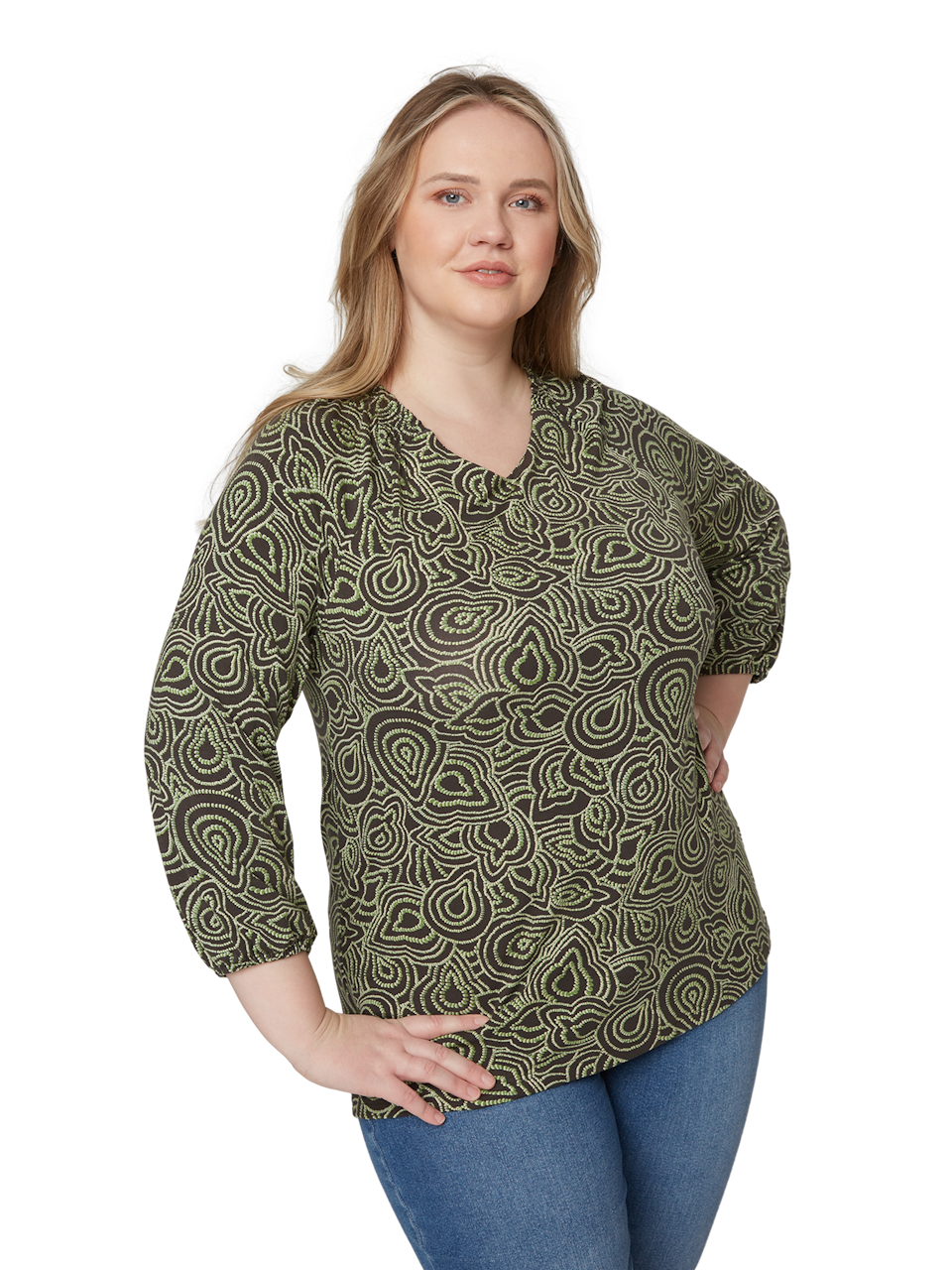 Topp med 3/4 ärmar (4XL kvar)